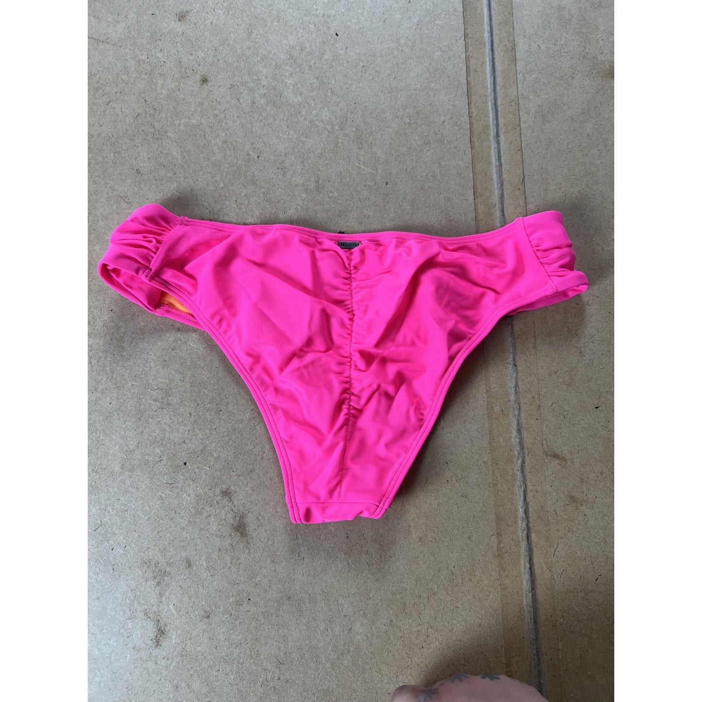 Hollister Bottom Womens L Pink Cheeky Lined Elastic Waist Logo Nylon Spandex