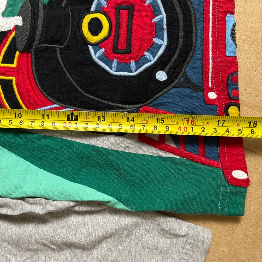 Mini Boden Gray Train Applique Long Sleeve Boy Size 6-7Y