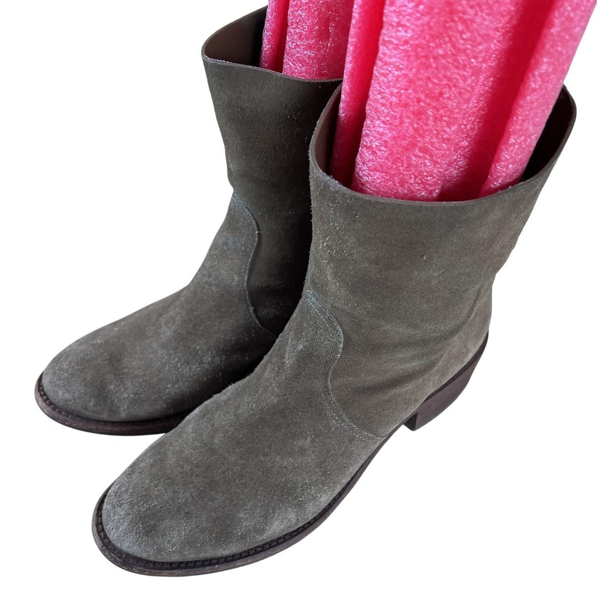 Tory Burch Boot Womens 10 Brown Suede Western Lined Leather Almond Toe