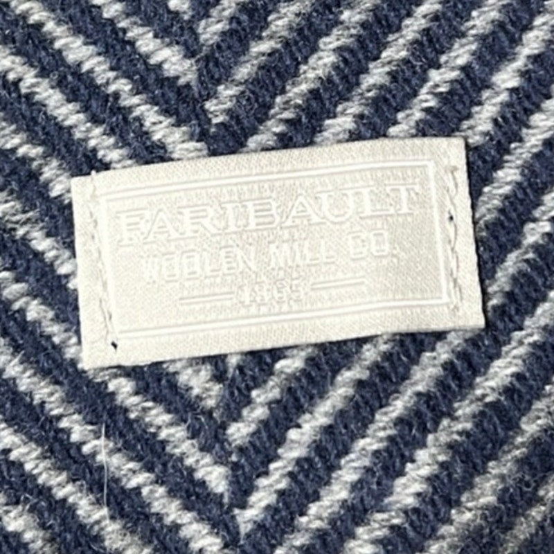 Faribult Woolen Mill Blue/White Stripes 100% Wool Scarf