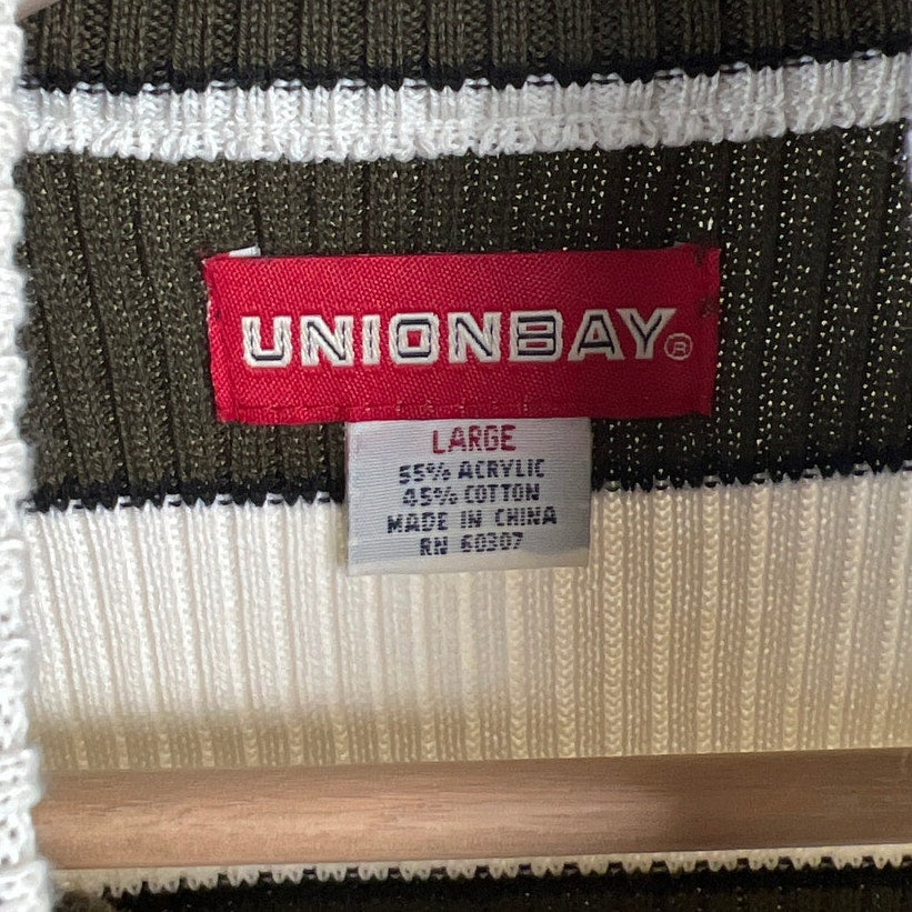 Y2K Unionbay Striped Stretch Short sleeve Turtleneck Size Large L