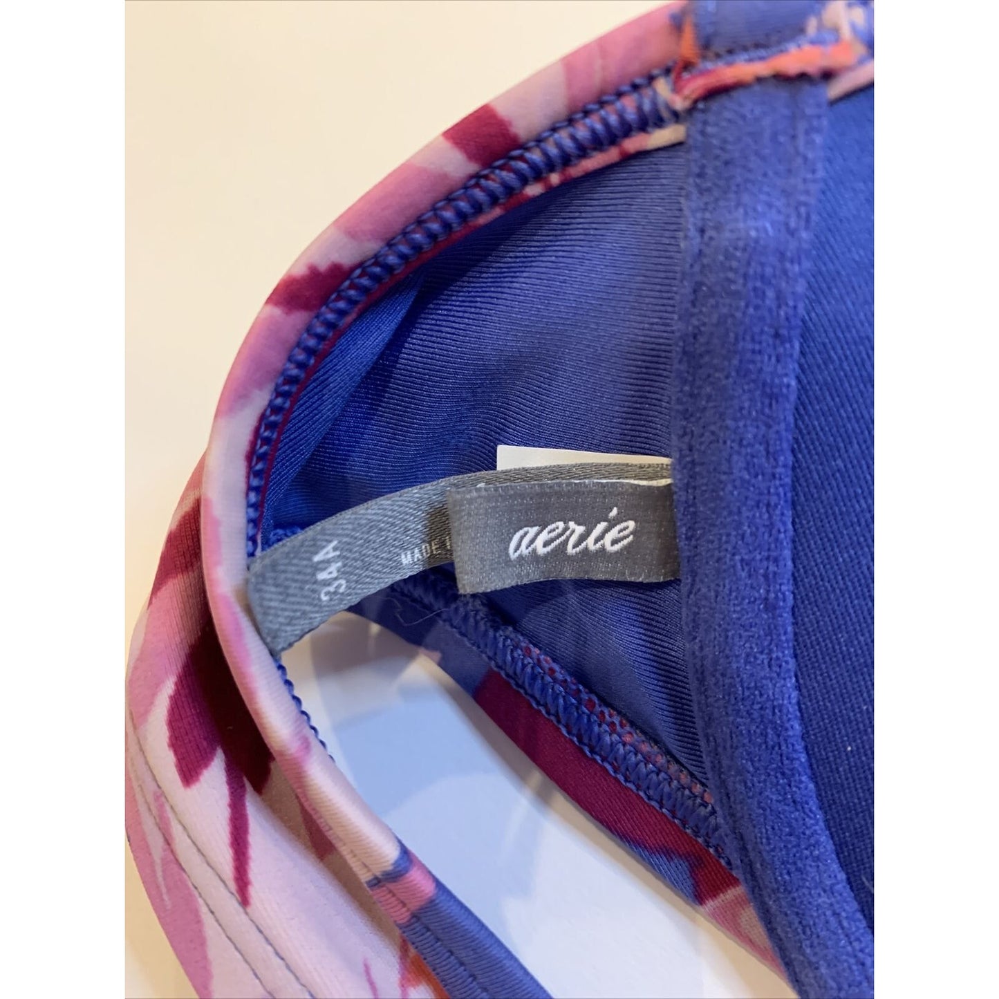 Aerie Padded Push Up Bikini Top Colorful Flowers Size 34A