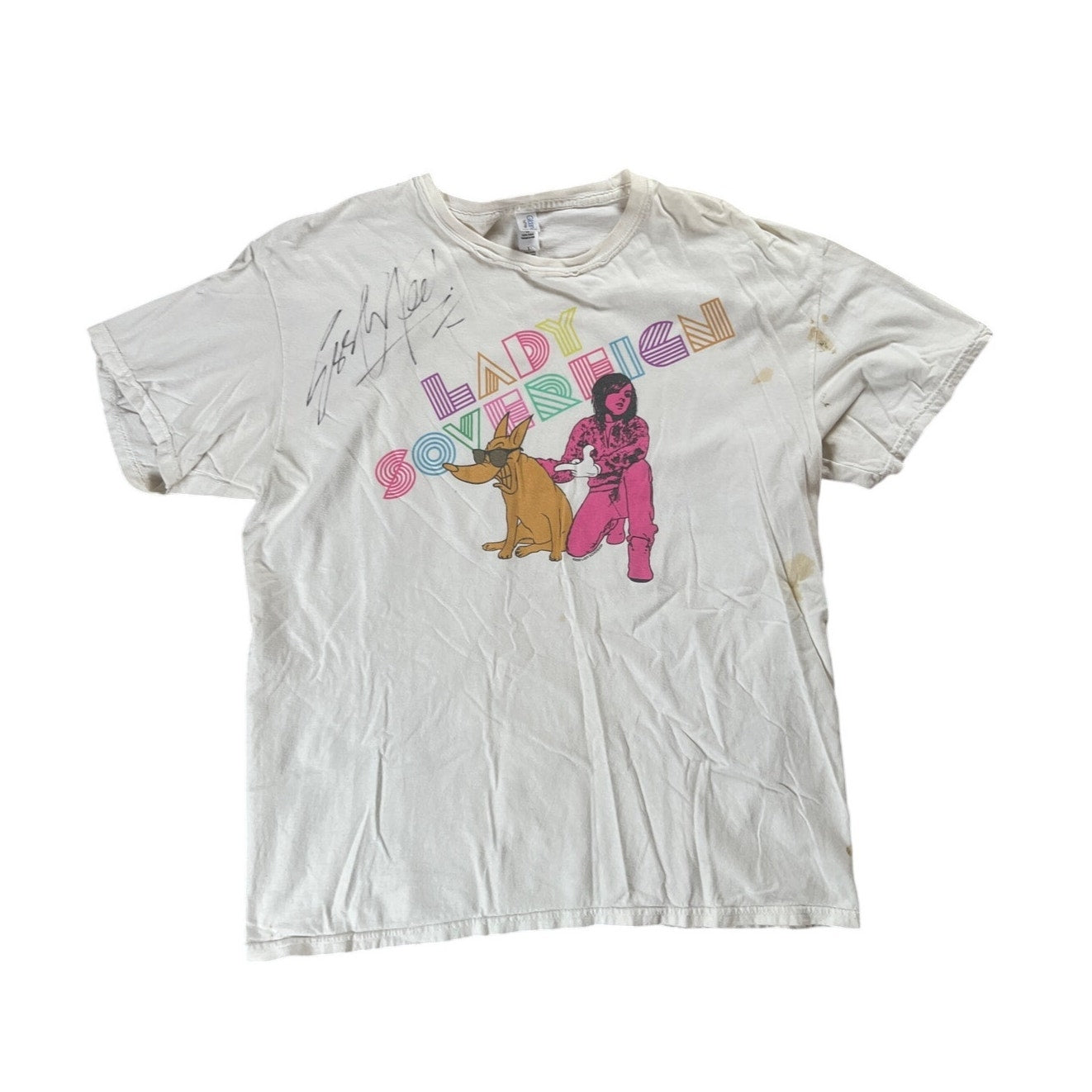 Lady Sovereign White T-Shirt With Graphic Men Size