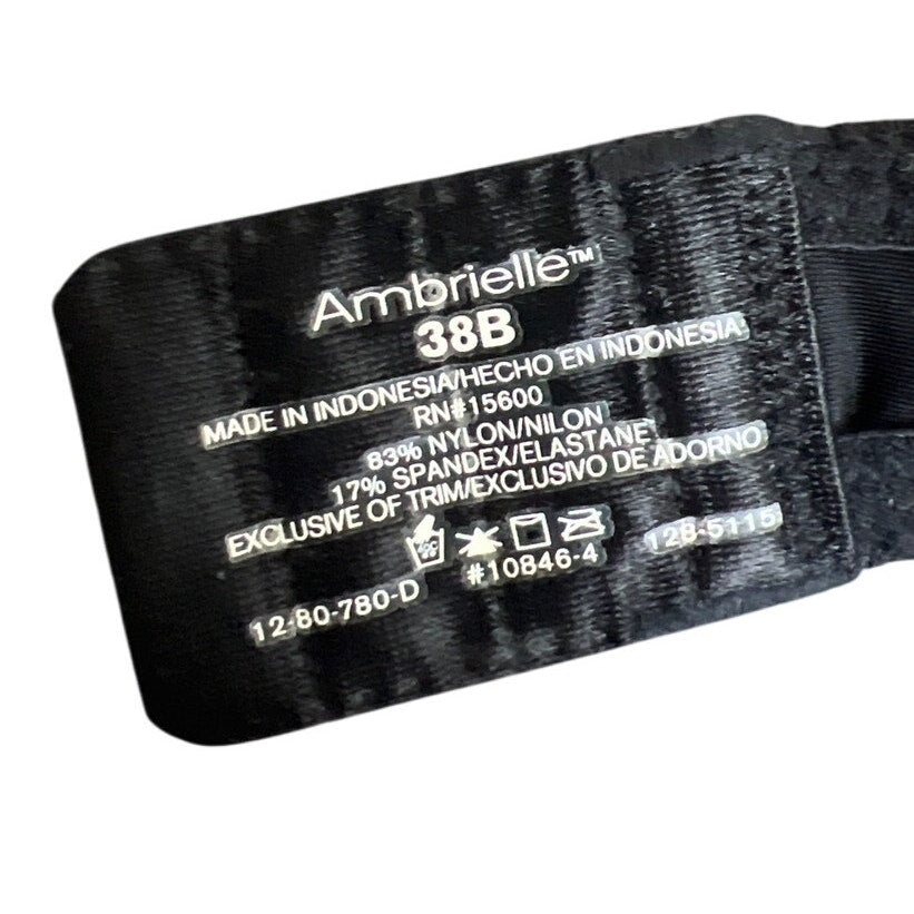 Ambrielle NWT 38B Nylon Convertible Plush Push Up Black Bra