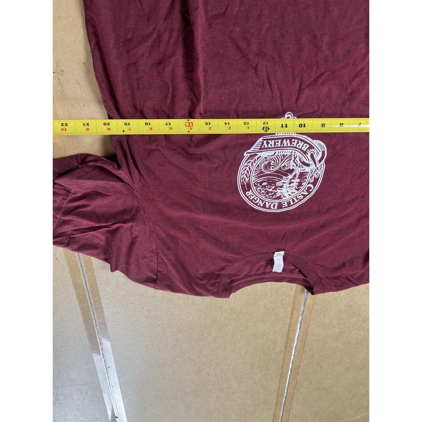 Canvas Shirt Mens XL Red Castle Danger Brewery Double-Sided Graphic