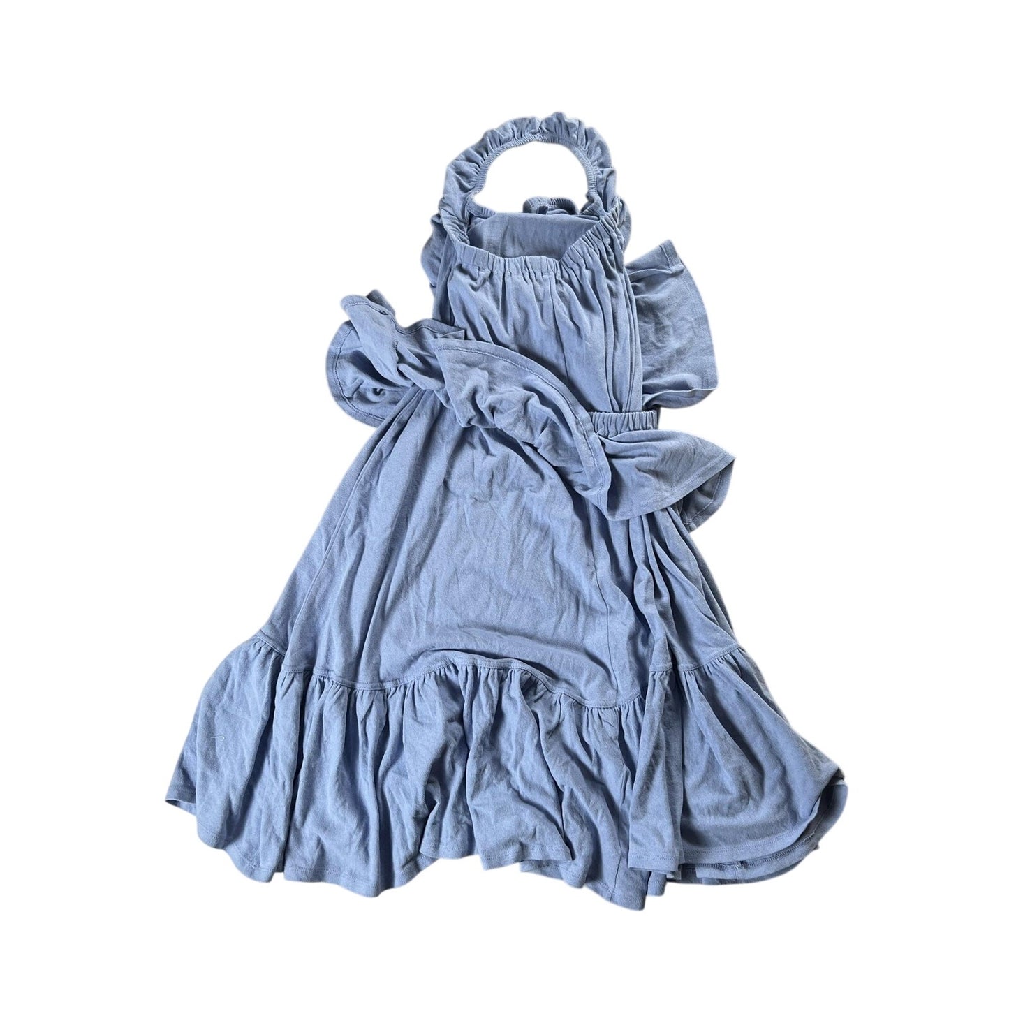 FP BEACH Dress Womens S Blue Sundress Halter Ruffle Short Cotton Jersey