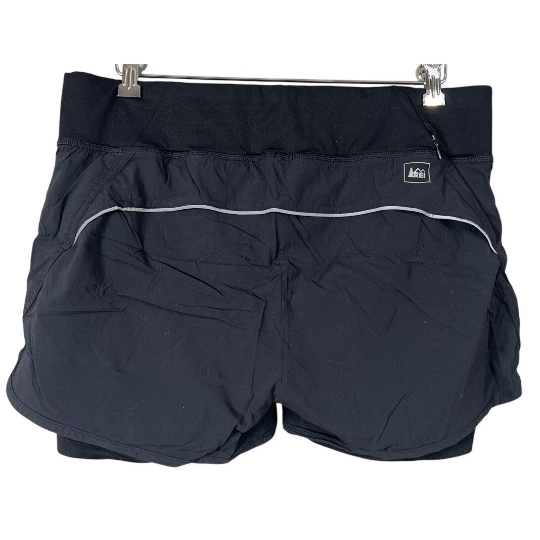 REI Women's Size Large Nylon Black Shorts Running Zip Pocket Athletic