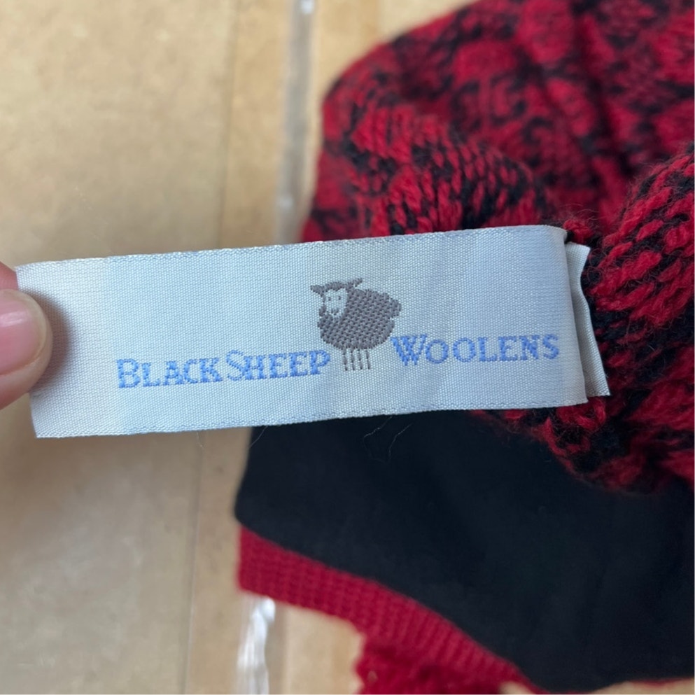 Black Sheep Woolen Red/Black 100% Wool Beanie One Size