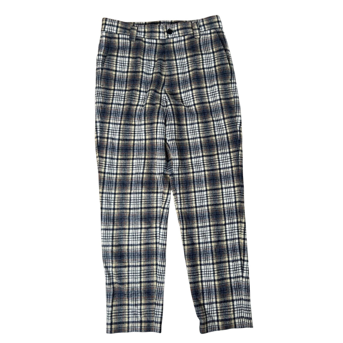 Sienna Pants Womens 12 Beige Plaid Ankle Wool Polyester Slim Lined Pockets Zip