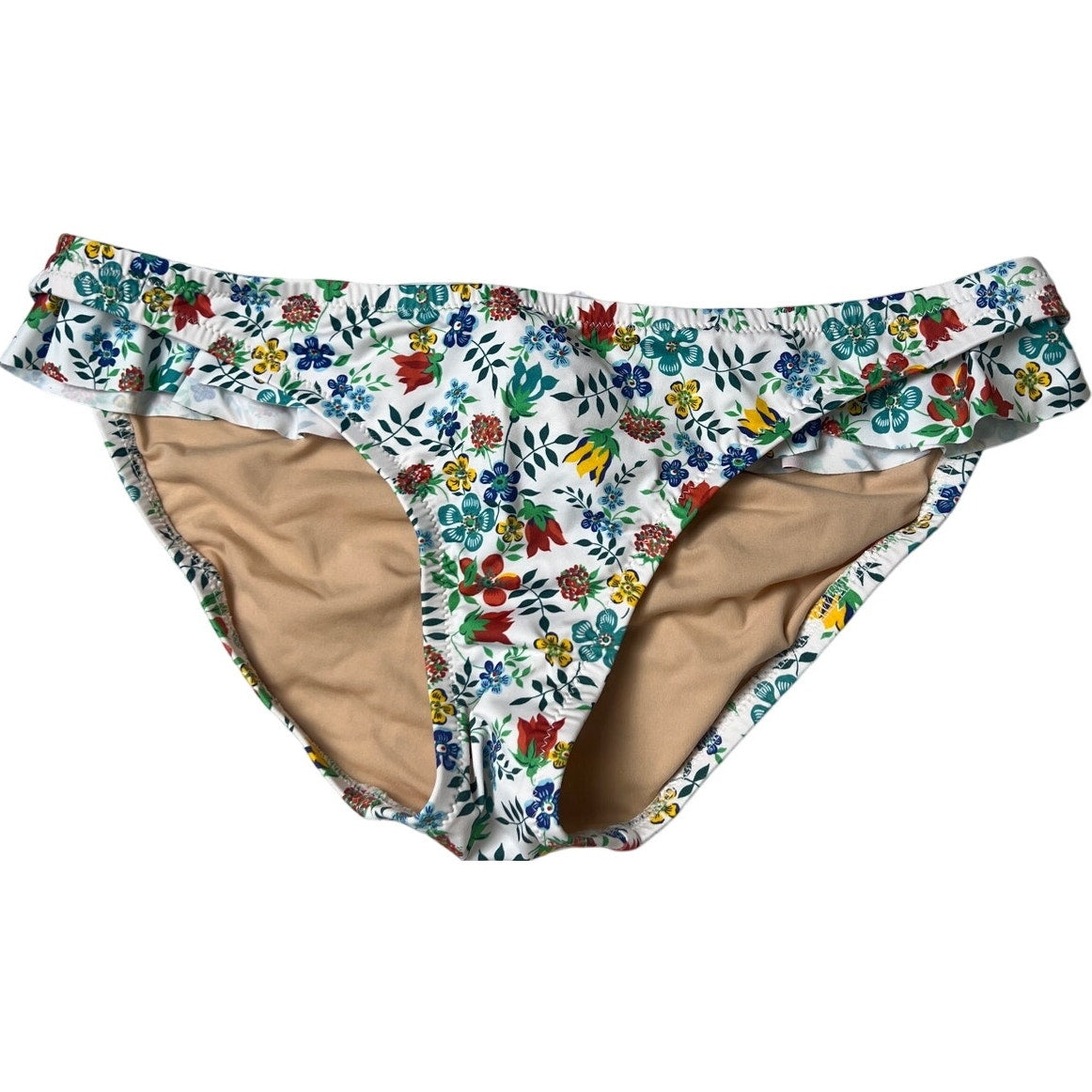 J. Crew Liberty Ruffle Hipster Bikini Bottoms Size Large NWT