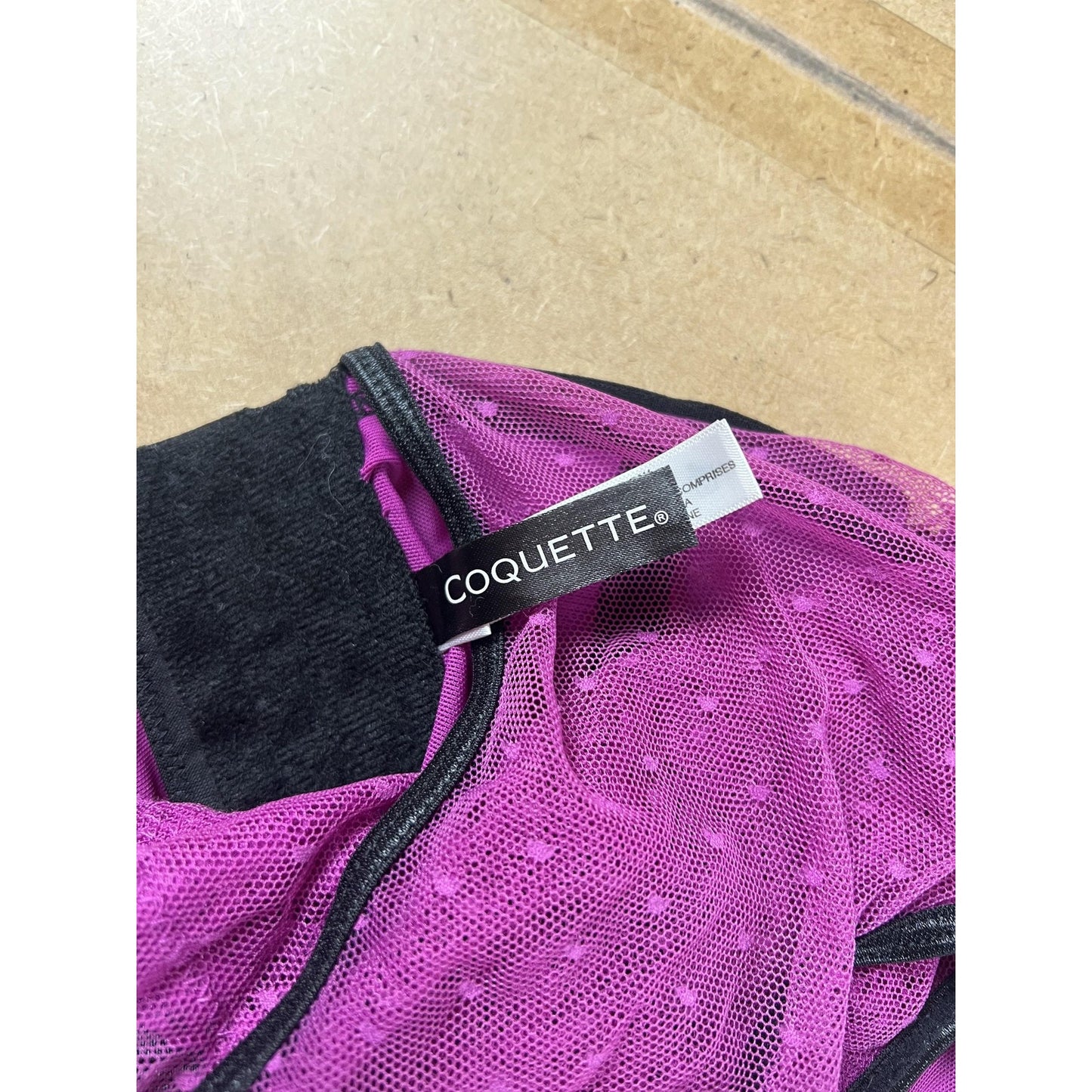 Coquette Garter Slip Womens M/M Purple Lace Mesh Hook & Eye Boned Waist 4092
