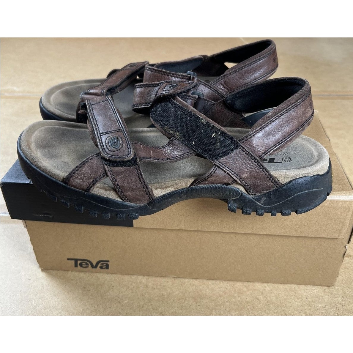 Teva Terra FI 5 Universal Sandals Mens US 12 Brown Leather Outdoor Shoes