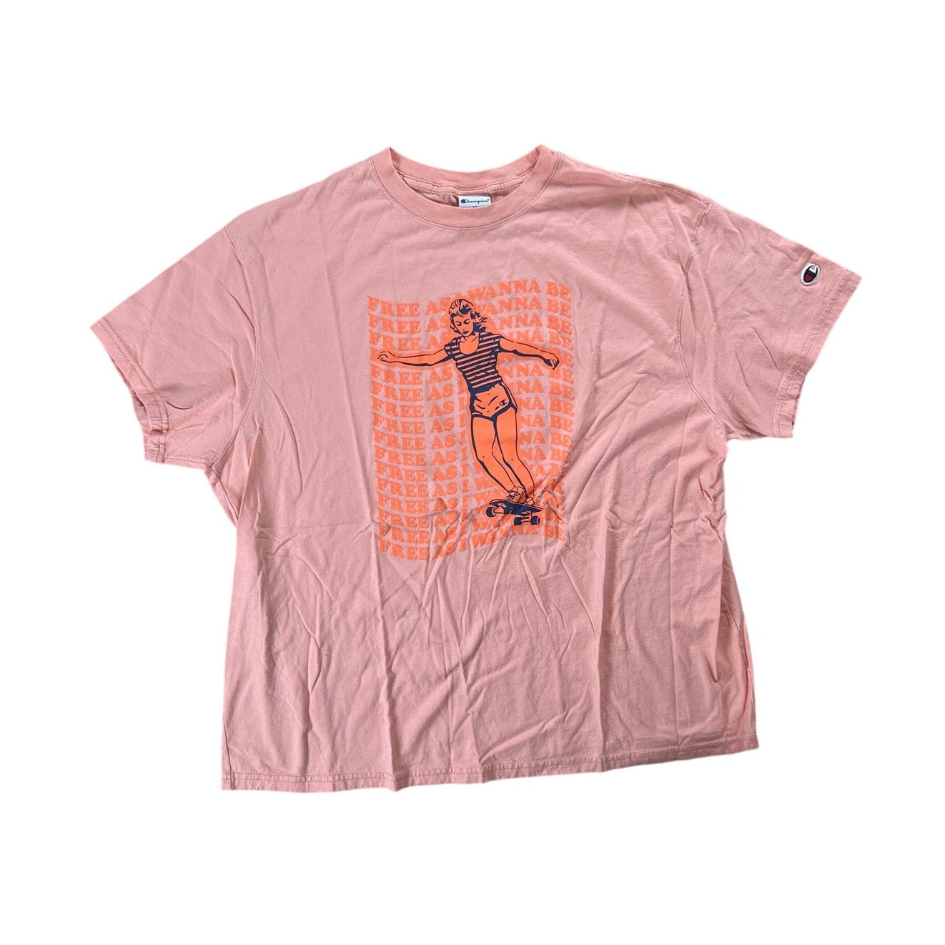 Champion Retro Peach Skater Girl Graphic Tee XL