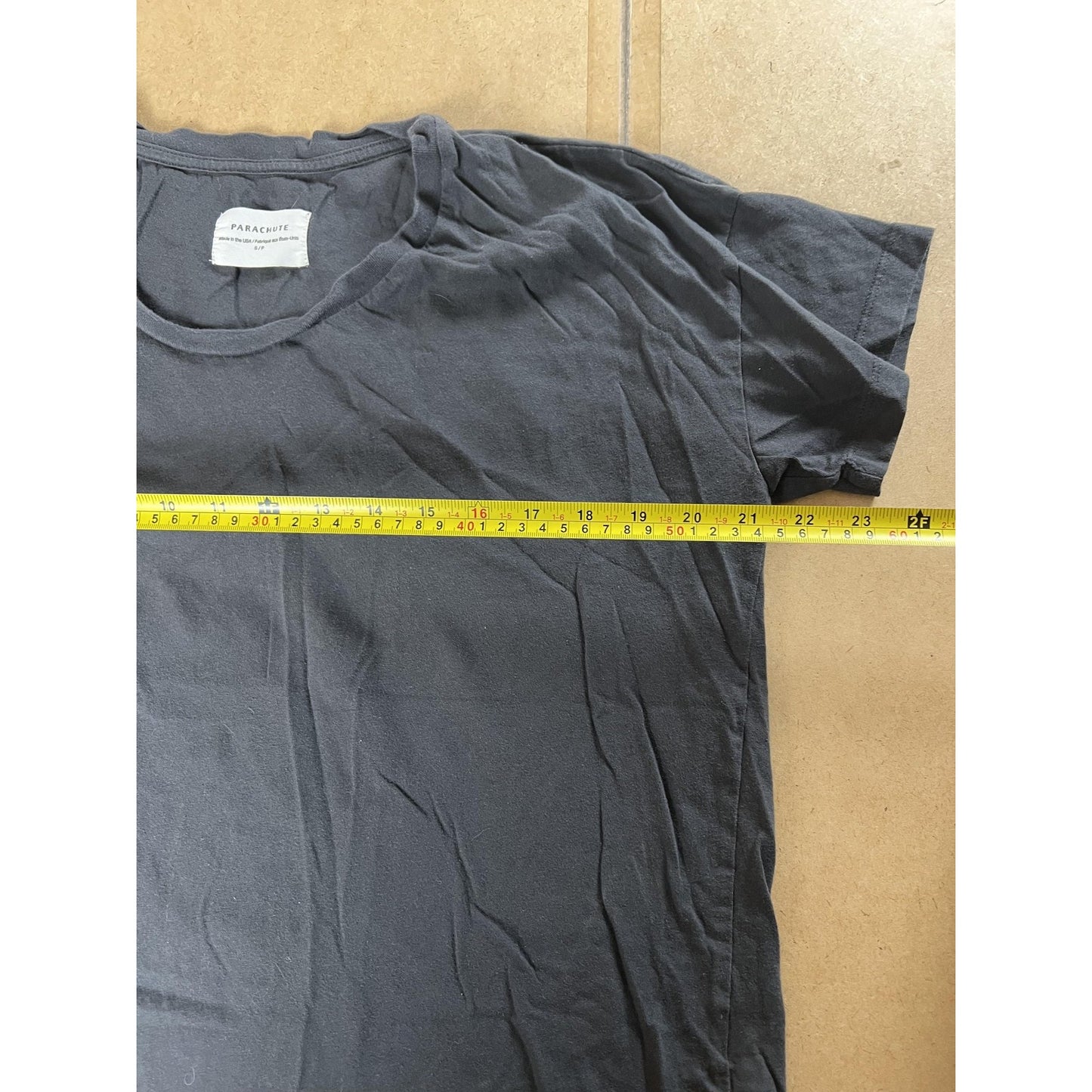 Parachute T-Shirt Womens S Black Crew Neck 100% Cotton Jersey Relaxed Casual