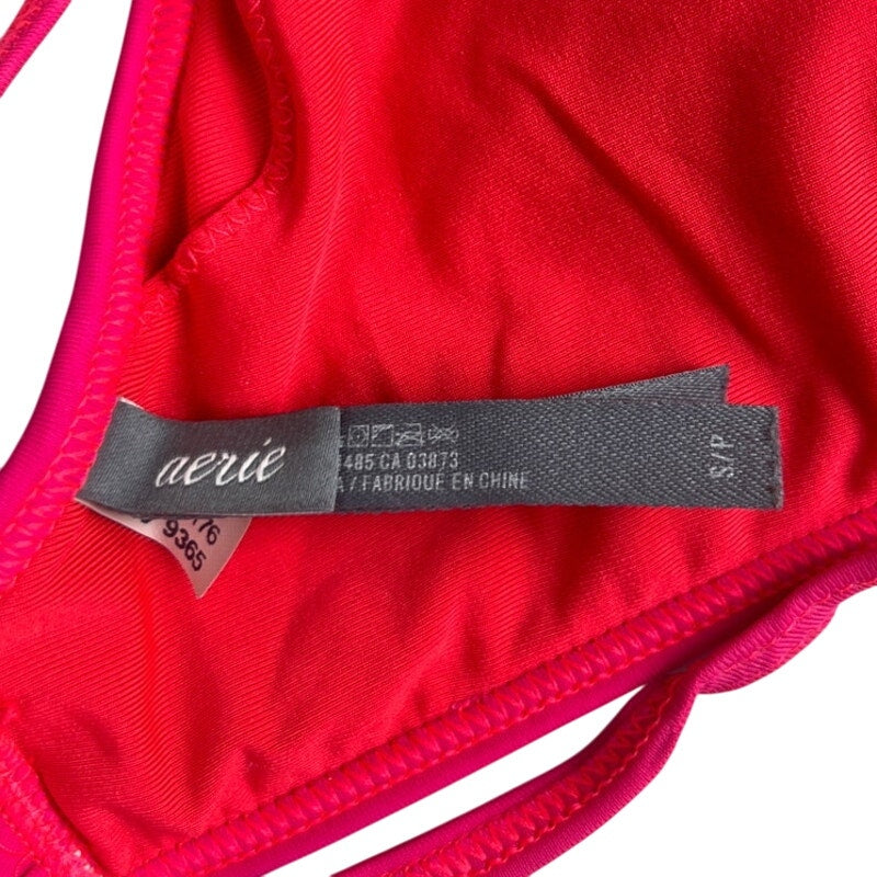 Aerie High Neck Crop Bikini Top Pink Cross Strap Back Tie Small S