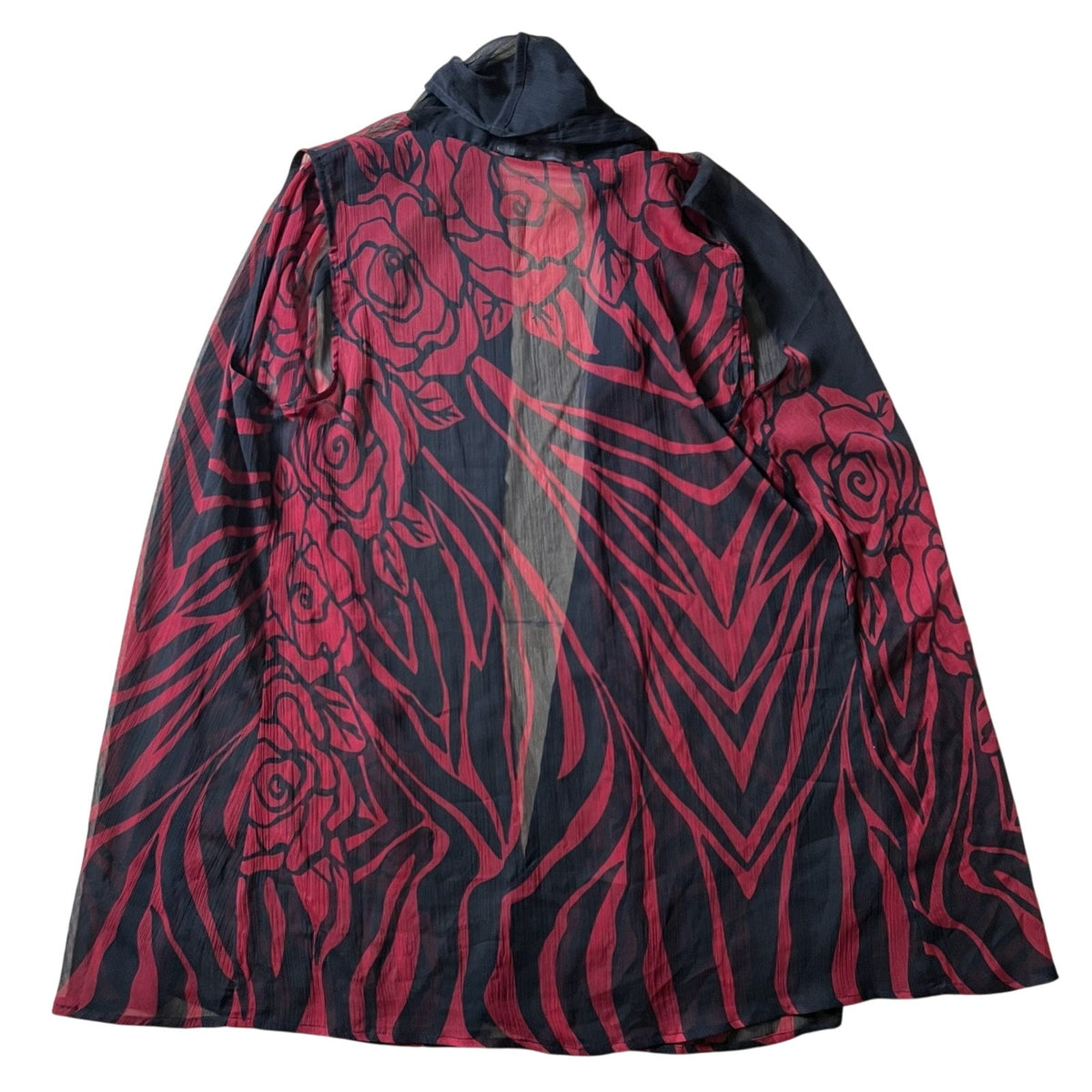 Coldwater Creek Cardigan Womens One Size Black Floral Chiffon Open Lightweight