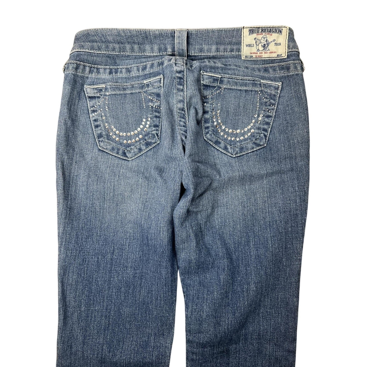 True Religion Pants Men 27 Blue Jegging Stretch Rhinestone Pockets Slim