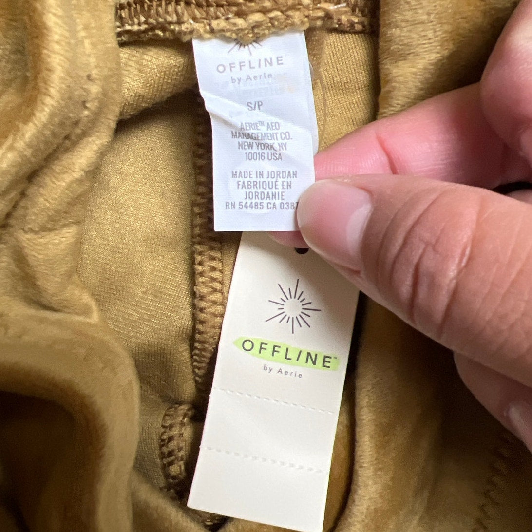 NWT Offline Aerie Gold Velvet Women Leggings Size Small