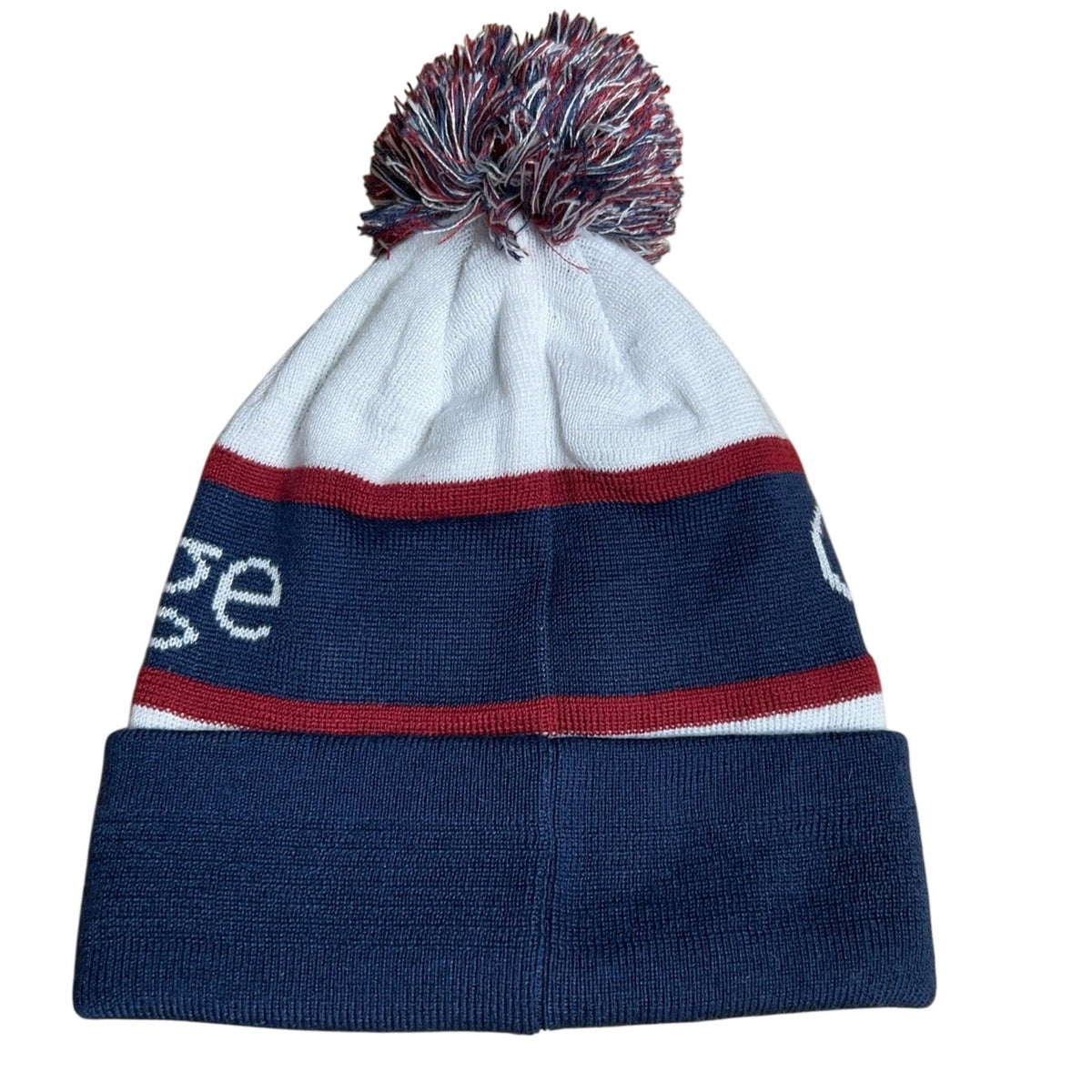 Locale Beanie Hat Mens One Size Blue Striped Pom Pom Giants Ridge Winter