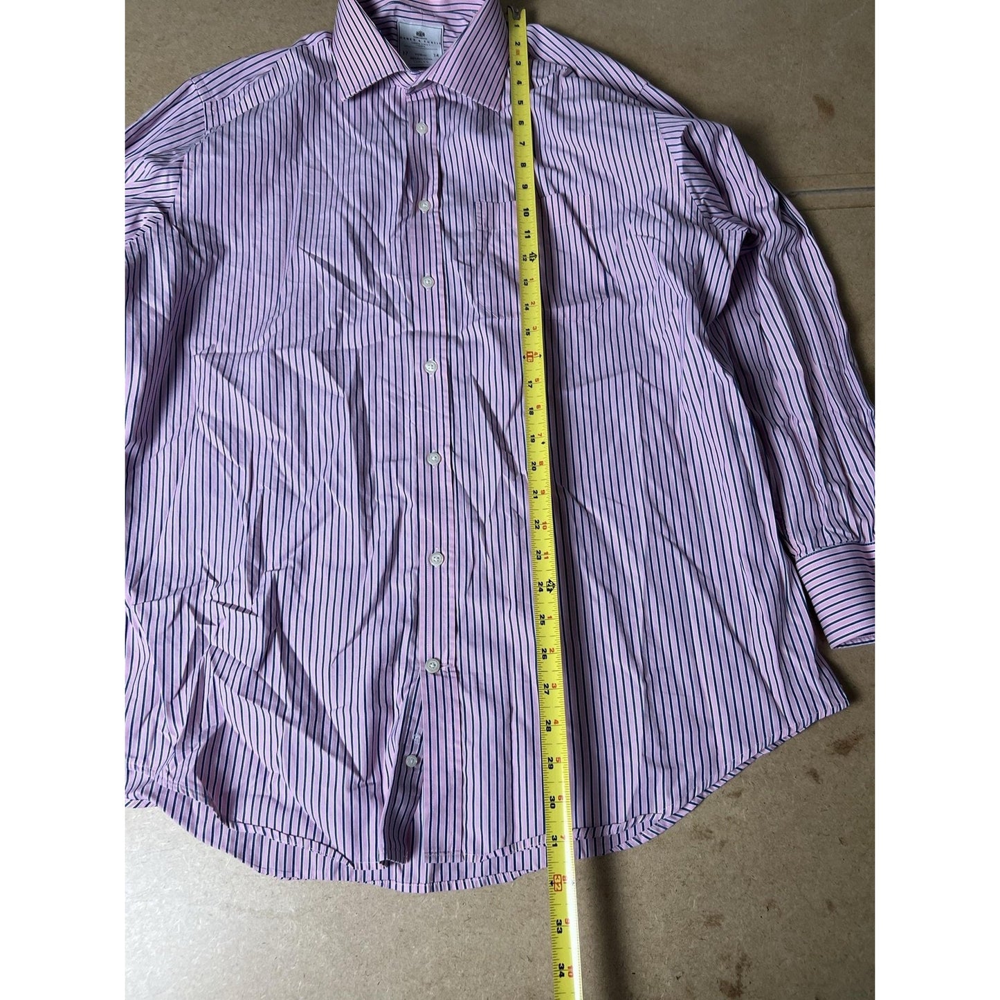 Hawes & Curtis Shirt Mens XL Pink Striped Long Sleeve Button Up Cotton Business