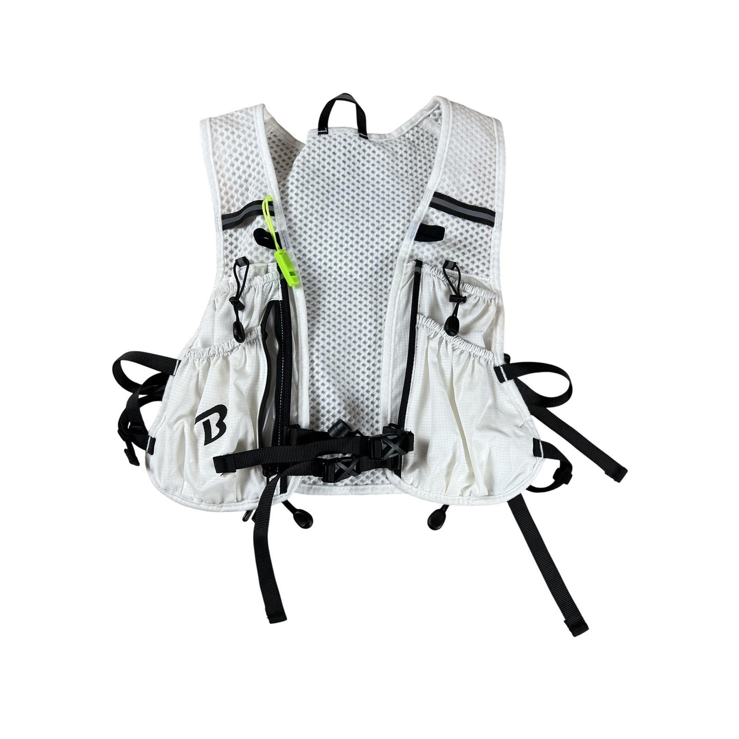 BECOJADDE White Running Vest Small Mens Nylon 5 Pockets Buckle Multifunction