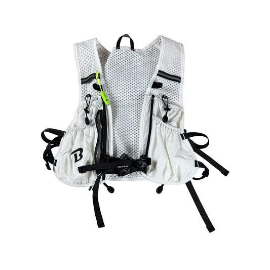 BECOJADDE White Running Vest Small Mens Nylon 5 Pockets Buckle Multifunction