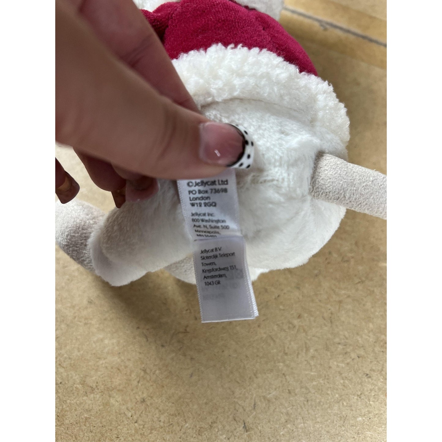 Jellycat Small White Red Mouse Plush Santa Hat Holly Christmas Collectible