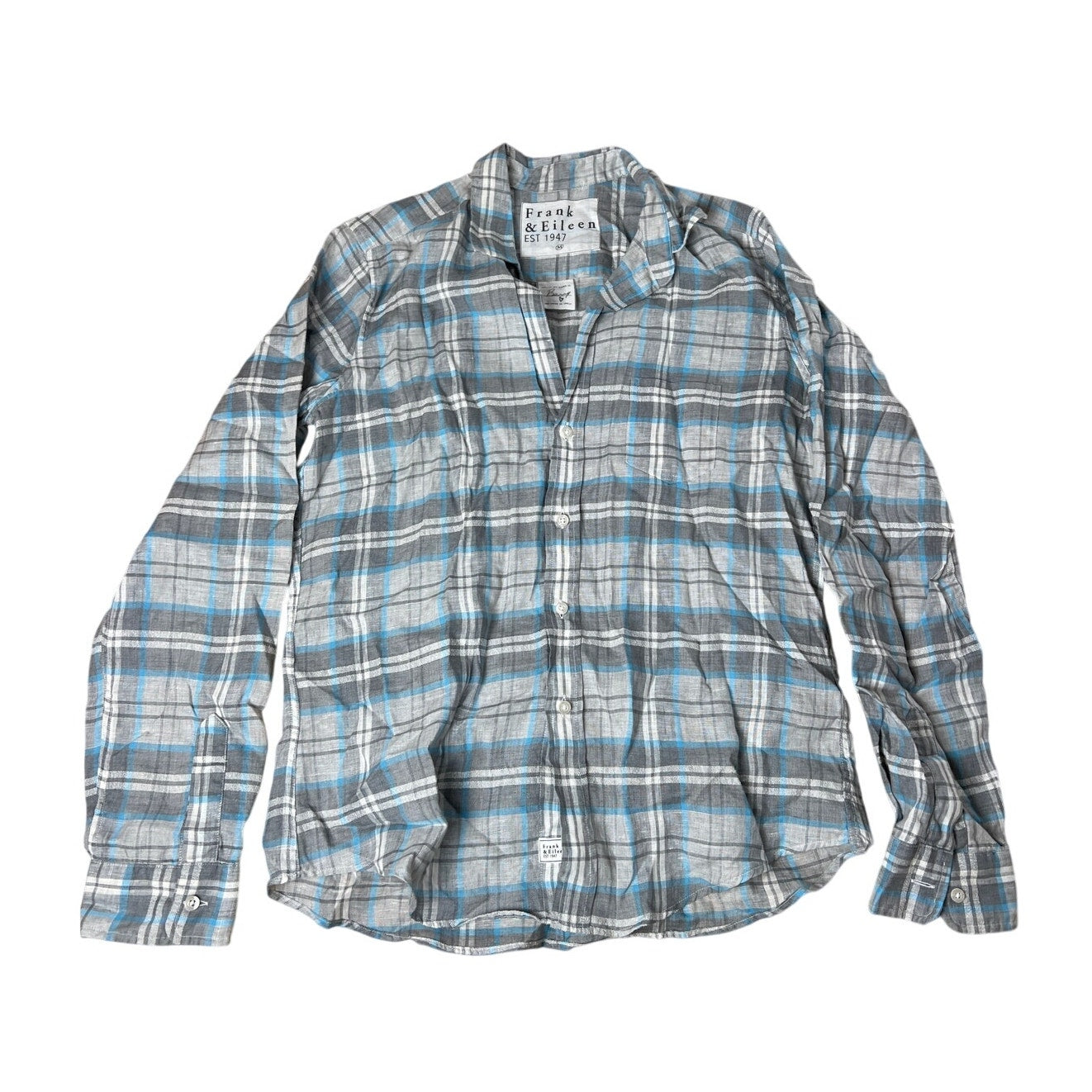 Frank & Eileen Blue Plaid Flannel Long Sleeve Button Up Women Size M