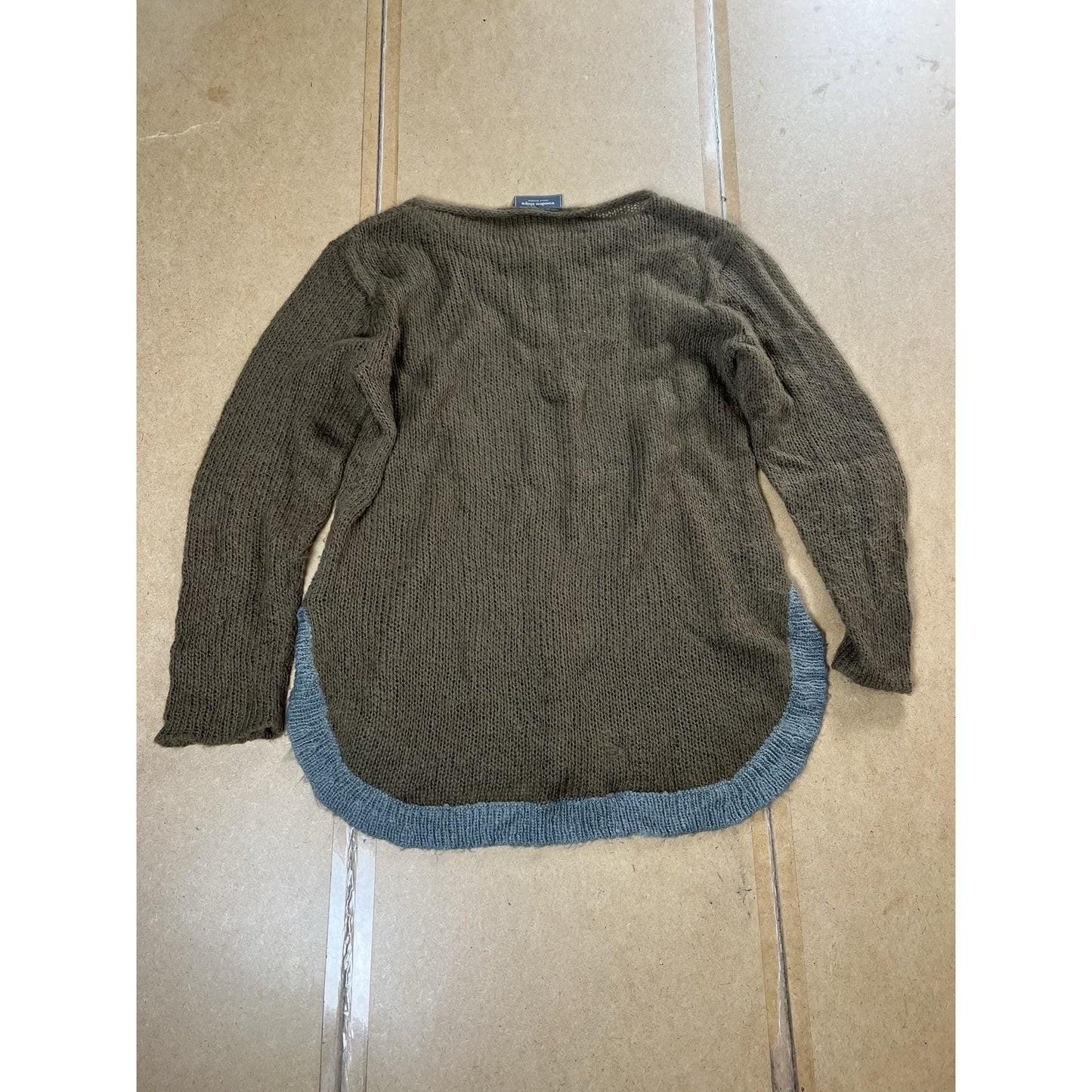 Wooden Ships Tunic Womens M/L Brown Boat Neck Knit Mohair Wool Relaxed Pullover