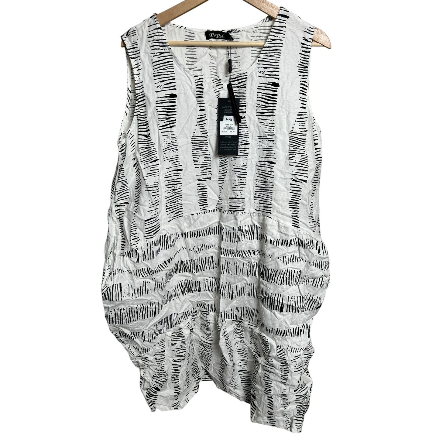 Papa Vancouver Kowalski's Gray & White Long Dress Medium NWT