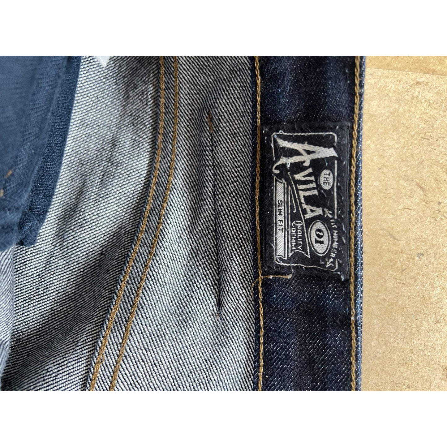 Avila Mens 35 Blue Chino Slim Tapered Denim Cotton 5-Pocket Flat Front Casual