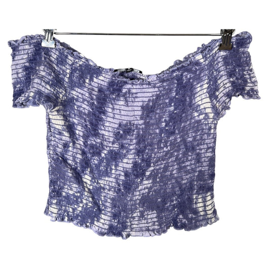 Kendall & Kylie Top Size Medium 100% Rayon Crop Top Smocked Shirt