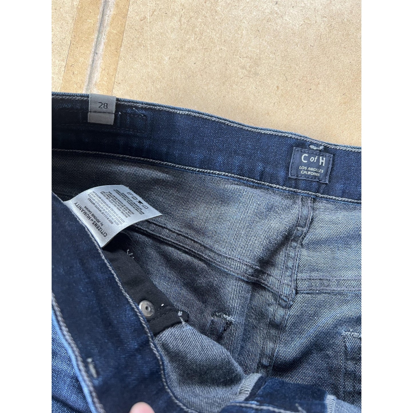 C Of H Mens 28 Blue Chino Slim Straight Denim Cotton Stretch 5-Pockets