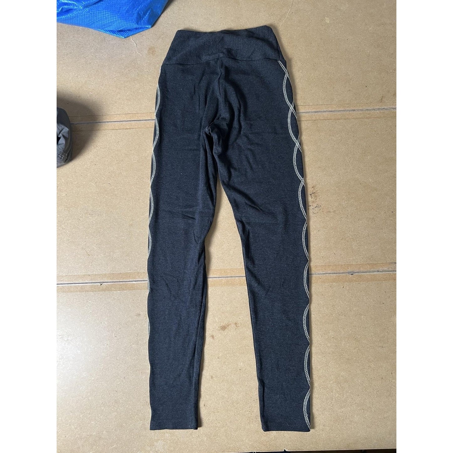 Laura Hlavac Leggings Womens S Gray Ankle Yoga Elastic Waist Embroidered