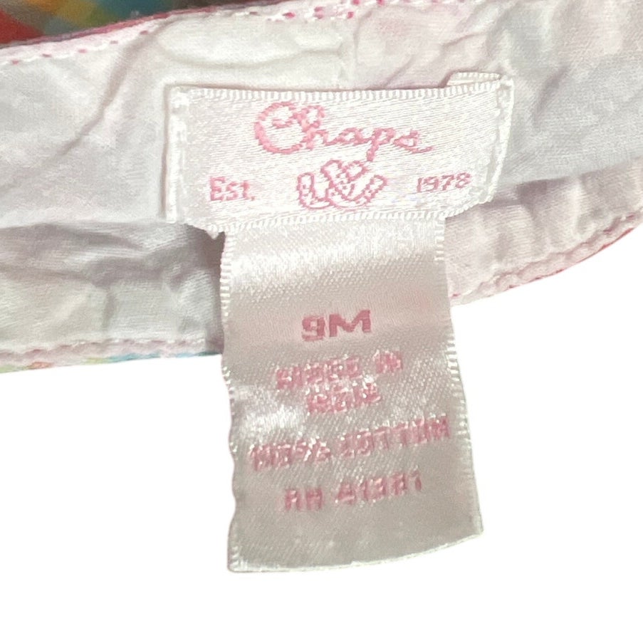 Chaps Size 9M Plaid Baby Bucket Hat Summer Pink