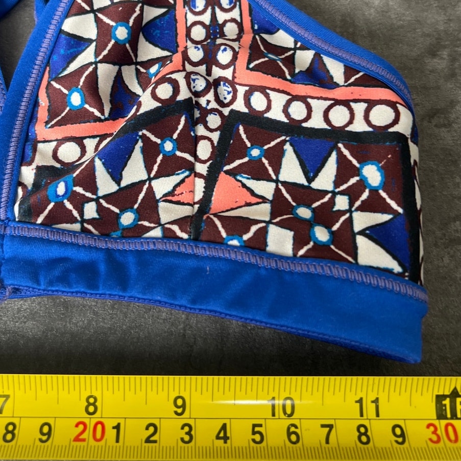 Unbranded Blue Multicolor Tribal Pattern Blue Swim top *Dimensions in Pictures*