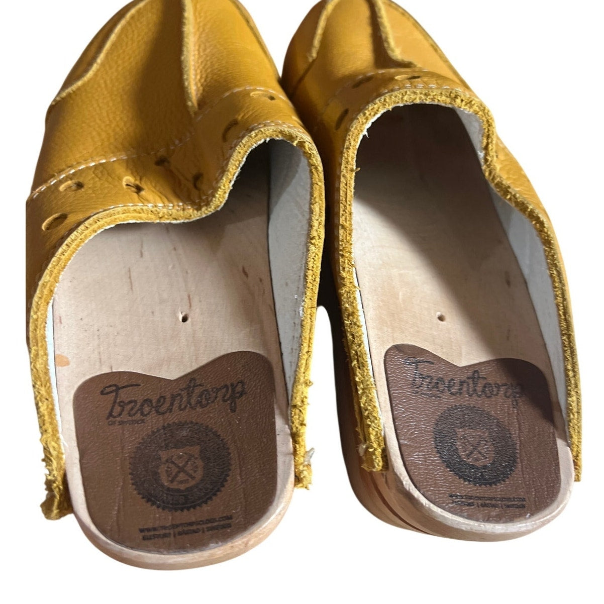 Gently Worn Swedish Leather and Wooden Troentorp Clogs Size 37