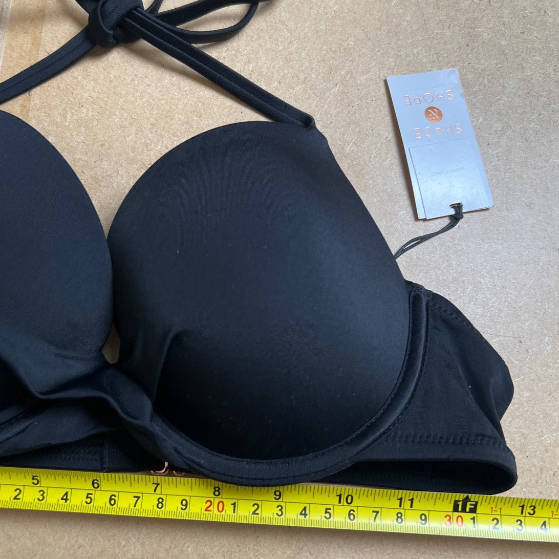 NWT Shade And Shore Black Bikini Top Size 36C