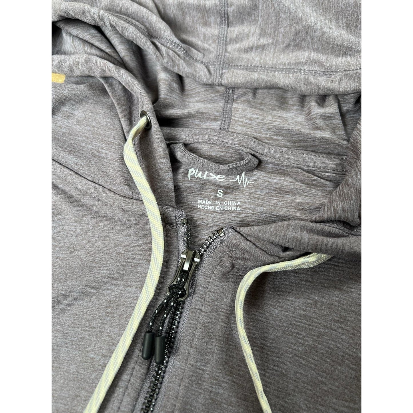 Pulse Sweater Womens S Gray Full Zip Hooded Lightweight Stretch Jersey