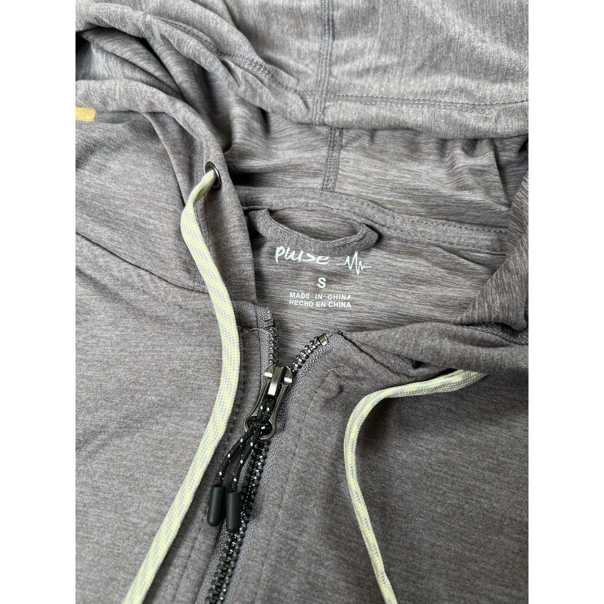 Pulse Sweater Womens S Gray Full Zip Hooded Lightweight Stretch Jersey