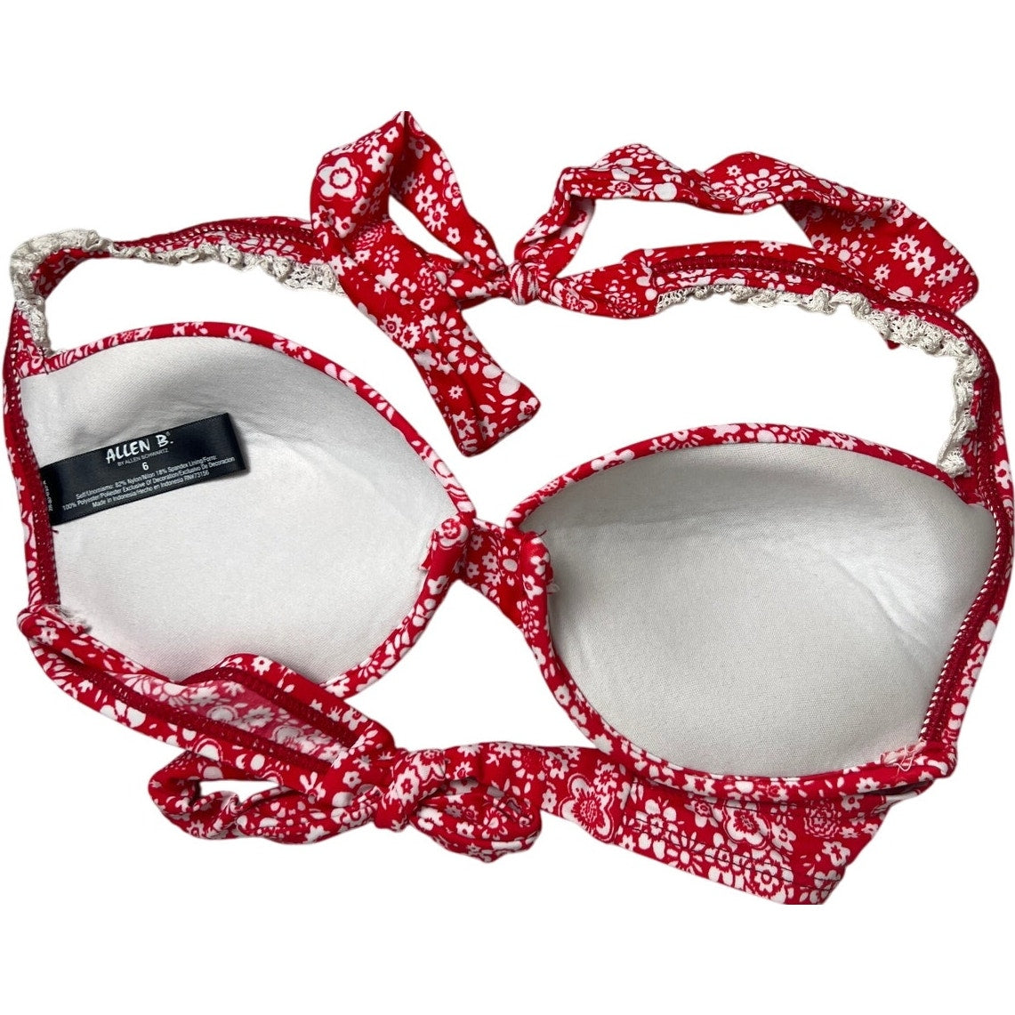 Allen B By Allen Schwartz 6 Floral Underwire Push Up Swimsuit Bikini Top