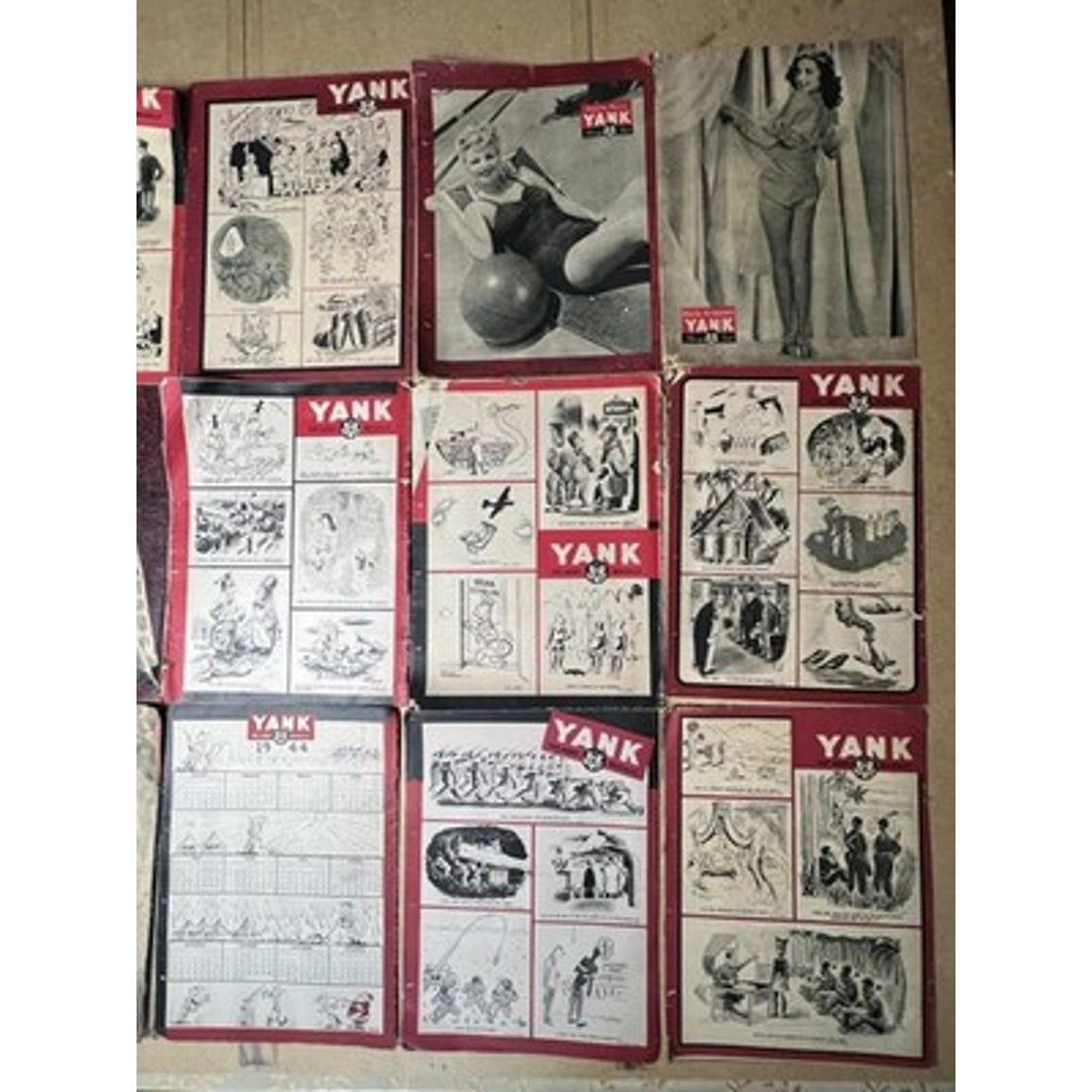 YANK The Army Weekly 1945 British Edition WWII Magazines Red Black Covers