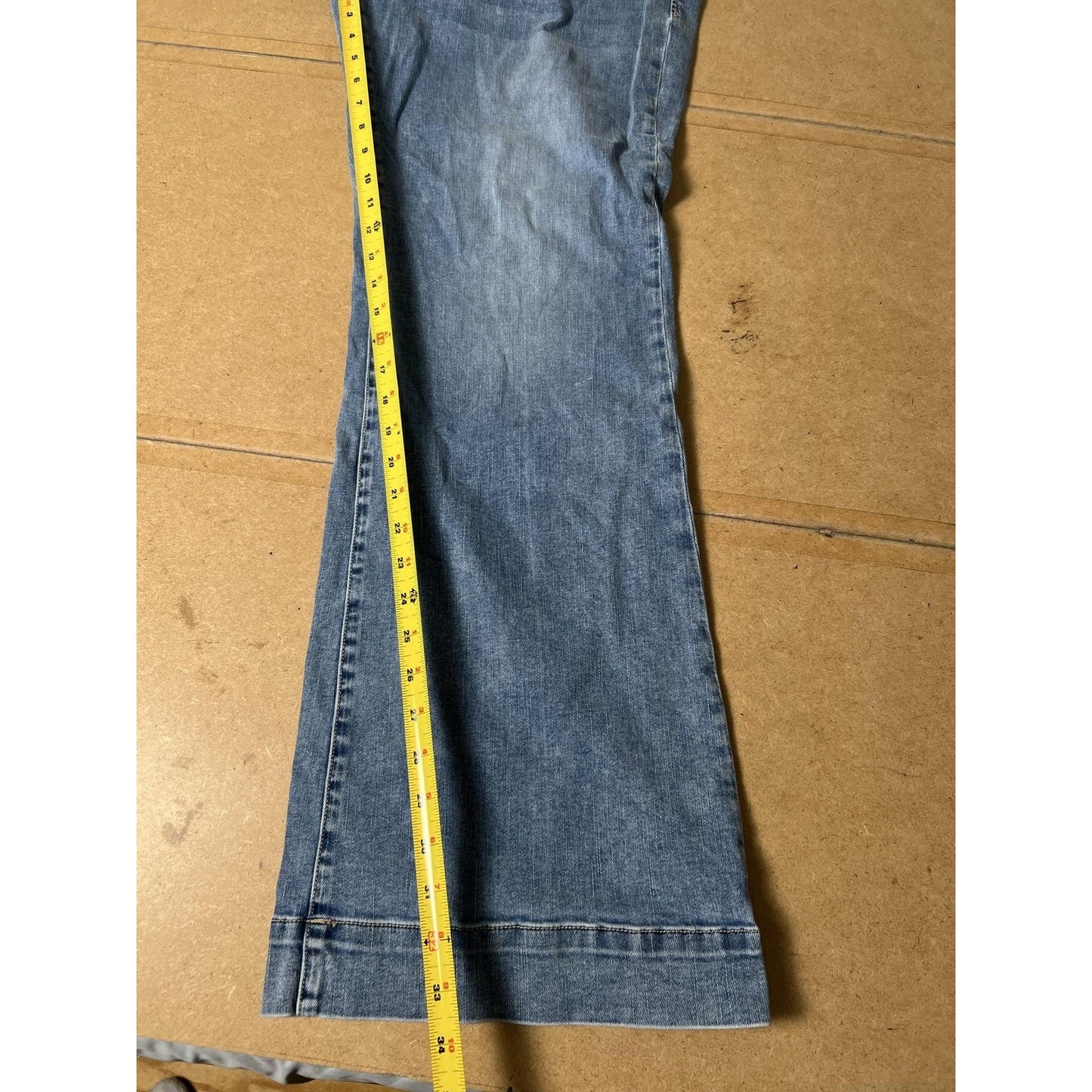 Dear John Pants Womens 31 Blue Wide-Leg Denim Chino Pockets Zip Button