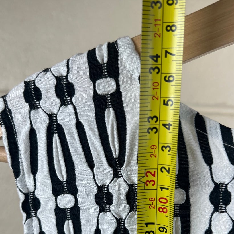 HABITAT Black and White Crinkle Tank Sheath Polyester Spandex Size Small