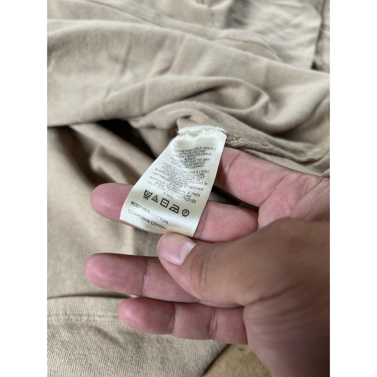 We The Free Shirt Mens XS Beige Cotton Crew Neck Oversized Relaxed Fit