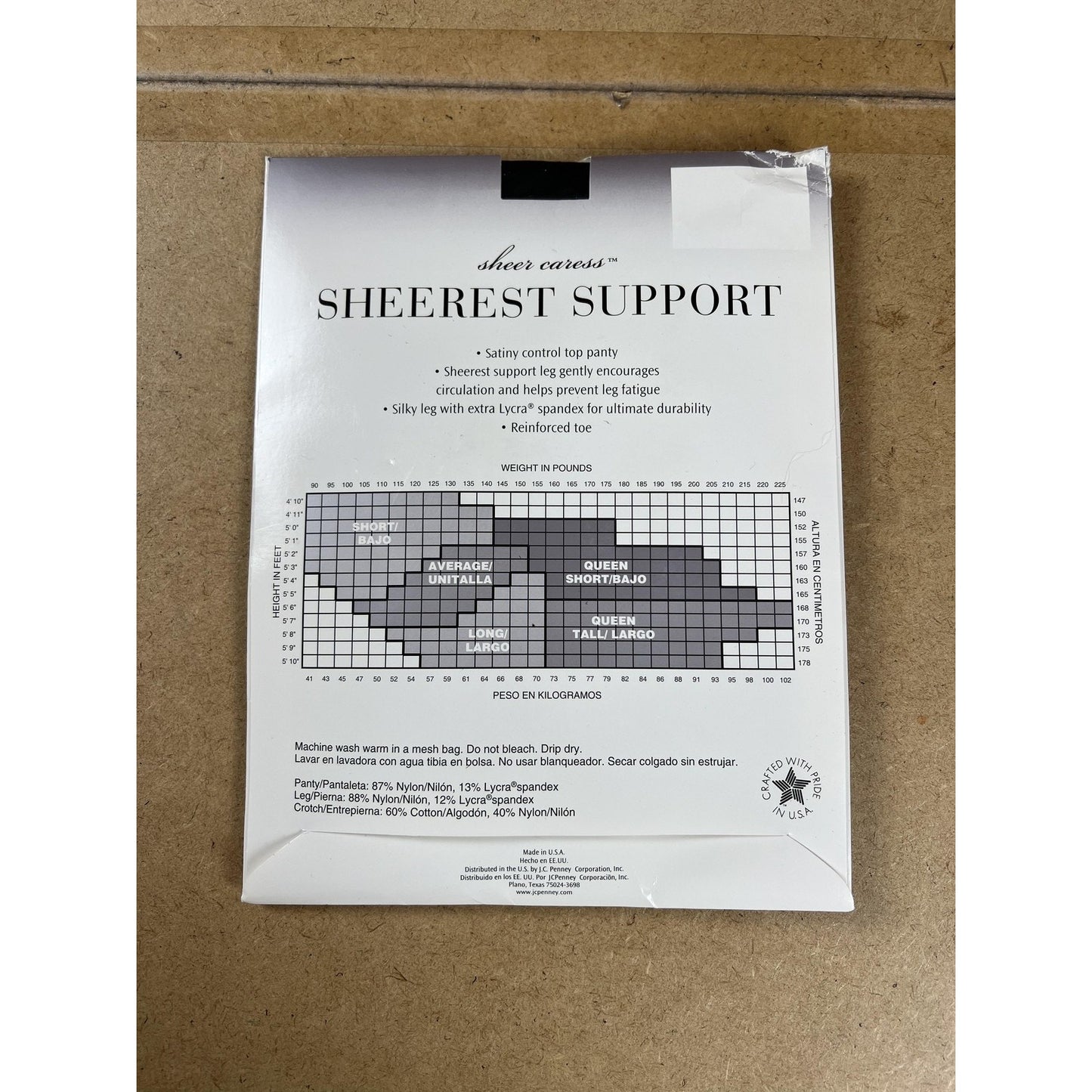 Sheer Caress Sheerest Support Pantyhose Womens One Size Black Nylon Tall