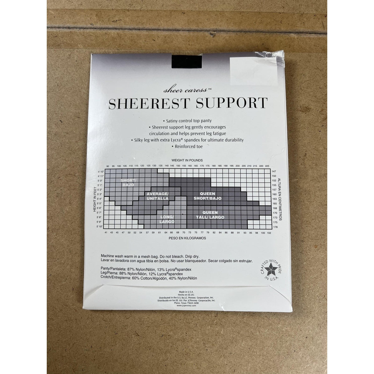 Sheer Caress Sheerest Support Pantyhose Womens One Size Black Nylon Tall