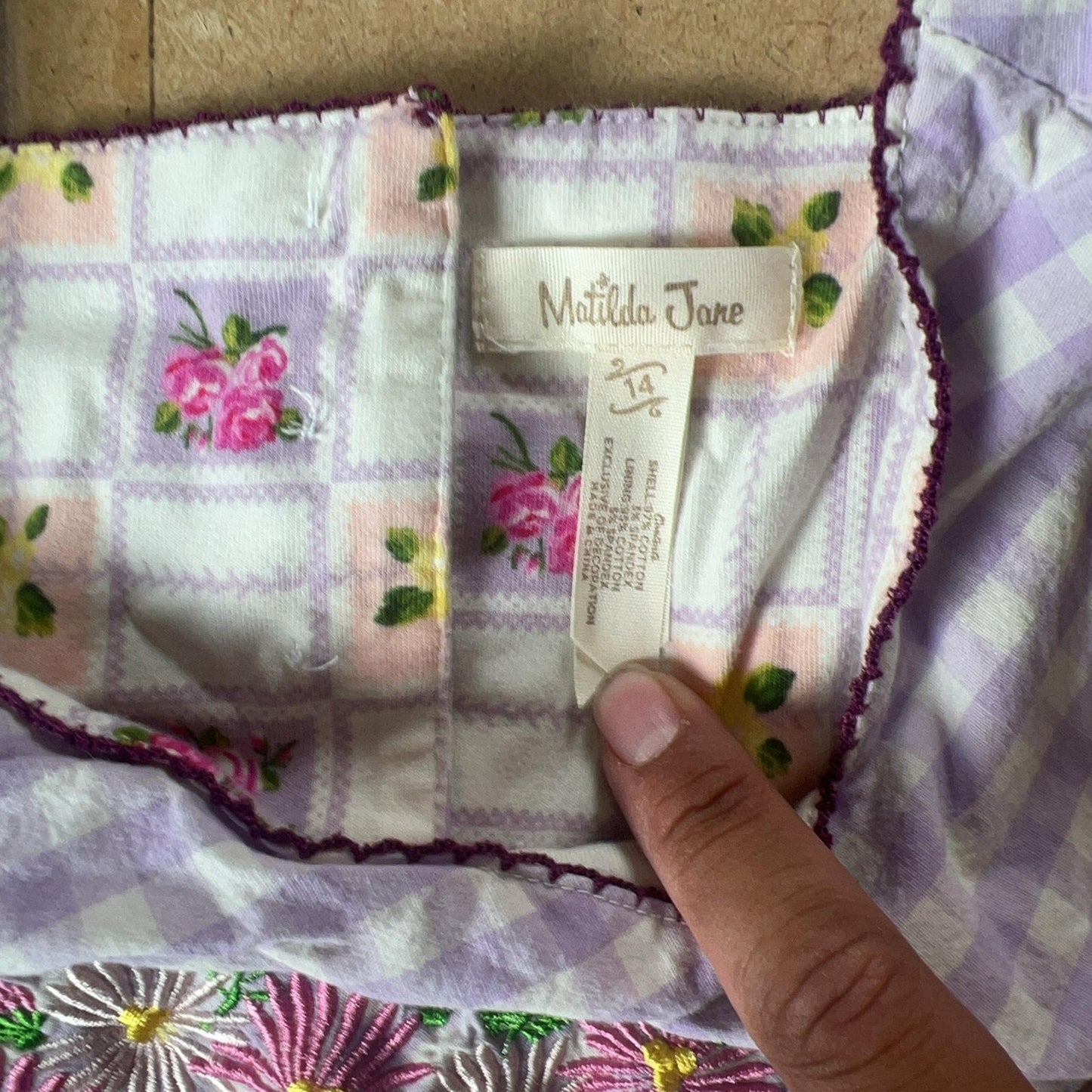Matilda Jane Dress Girls 4 Purple Floral Camisole Straps Embroidered Lightweight