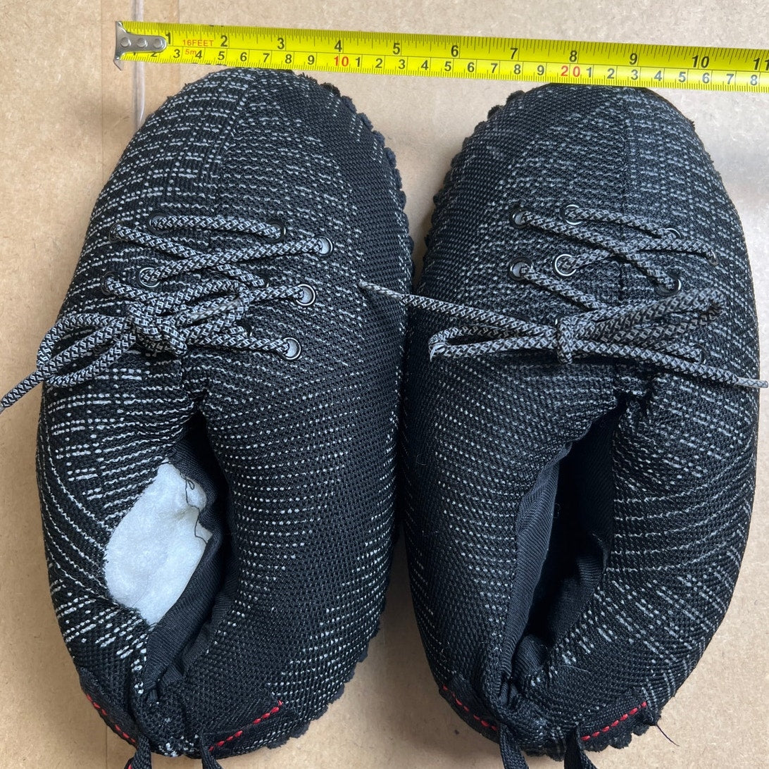 Sneaker Slippers Black Grey Non Slip Sole Indoor House Slippers Size 11-12