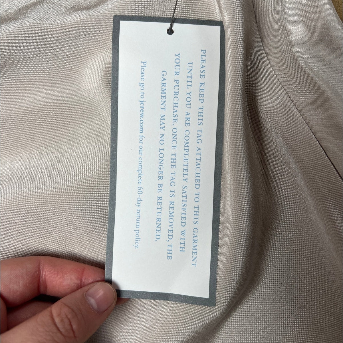 NWT J.Crew 100% Silk Cream Dress Women Size 6